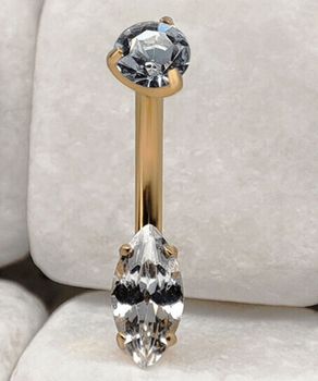 Kolczyk do pępka Banan Markiza z Kryształem – Tytan G23brny, Złoty PVD  DIA-PBT010-GG-1,610.jpg